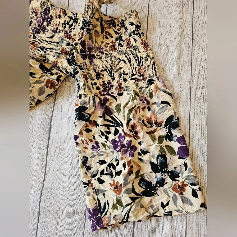 Torrid •Size 4X• NWT Floral Smocked Long Sleeve Challis Shirt Boho Off Shoulder - Picture 5 of 9